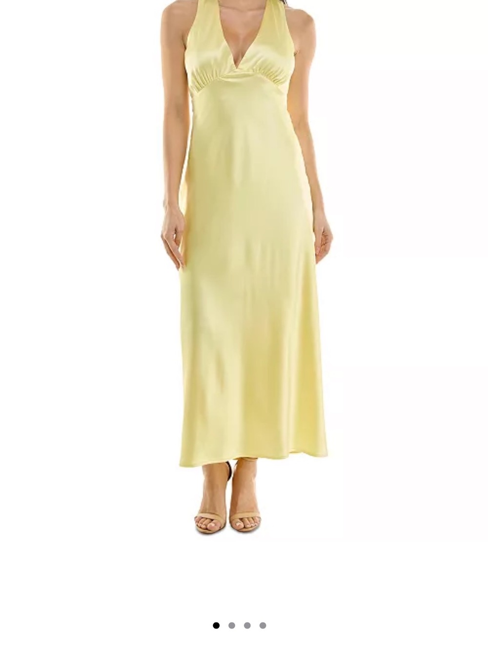Emerald Sundae Lemon Satin Halter Maxi Dress
